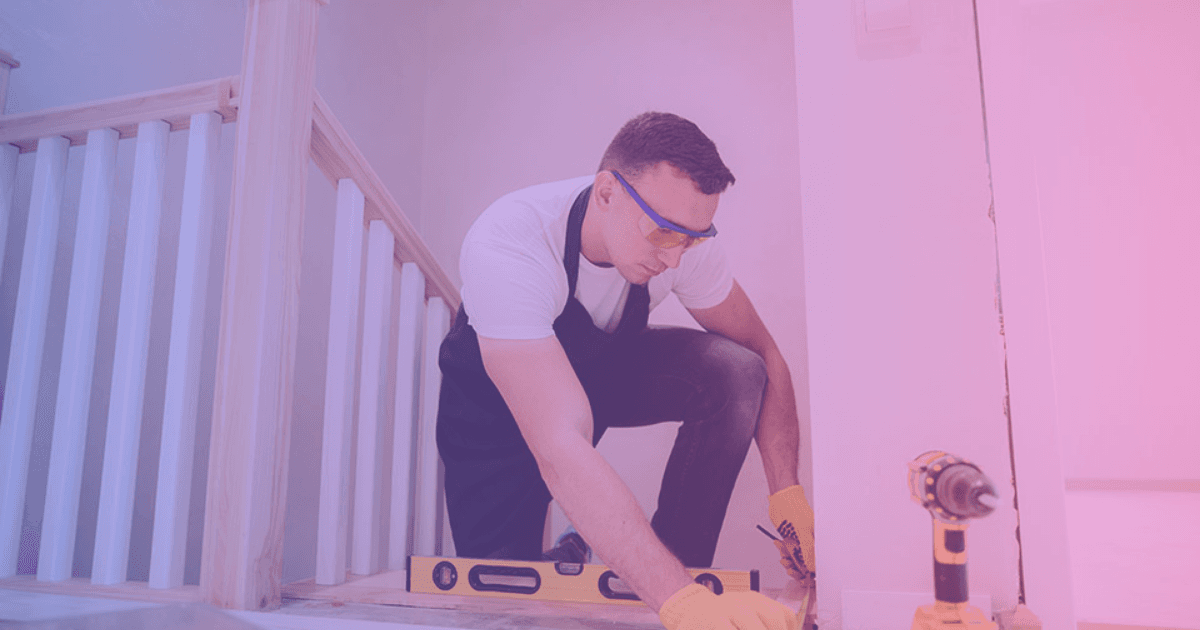 Handyman with tools and equipment on job site