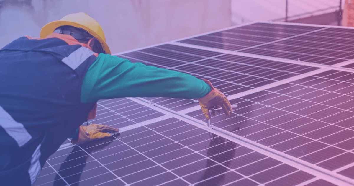 Solar panels being installed on residential roof
